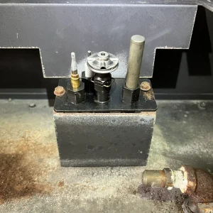 Gas fireplace pilot light functioning properly after repair service in Virginia Beach.