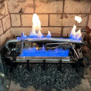 Gas fireplace repair in Chesapeake, VA by Premier Chimney and Roofing, restoring safe operation and consistent flame after ignition failure.
