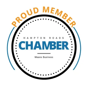 Hampton Roads Chamber of Commerce member badge for Premier Chimney and Roofing in Virginia Beach, VA